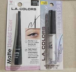 NWT LA COLORS LIQUID SHADOW/LINER DUO: MATTE BLACK/HOLOGRAPHIC WHITE!